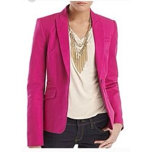 MANGO MNG One-Button Blazer Pink Lined Stretch Womens Worn Once 4